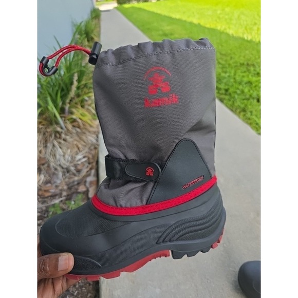 Kamik Other - Kamik Kids Waterproof Snow Boots Black Red Trim Size 3 Winter Mid-Calf